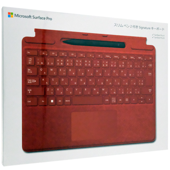 【中古】マイクロソフト　スリムペン2付き Surface Pro Signature キーボード 日本語 8X6-00039　ポピーレッド 元箱あり