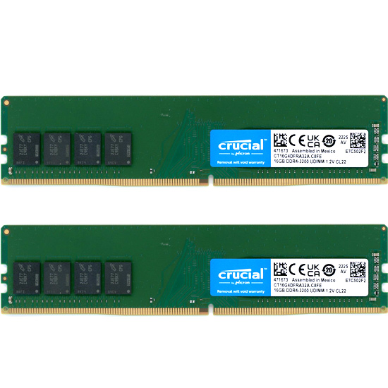 【中古】crucial　CT2K16G4DFRA32A　DDR4 PC4-25600 16GB 2枚組