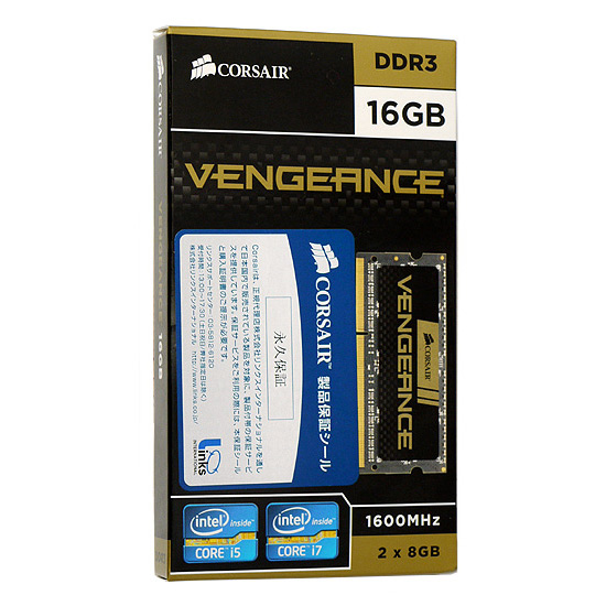 【中古】Corsair　デスクトップ用 CMSX16GX3M2A1600C10　SODIMM DDR3 8GB 2枚組 元箱あり