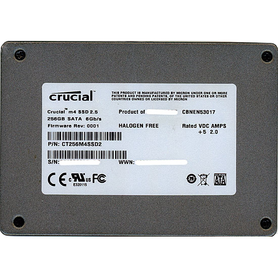 【中古】crucial　内蔵SSD Crucial m4 CT256M4SSD2　256GB　5000〜6000時間以内