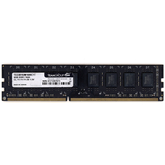 【中古】Team　デスクトップ用 TED38192M1600C11　DDR3 PC3-12800 8GB　1枚のみ