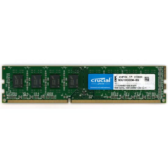 【中古】crucial　デスクトップ用 W3U1600CM-8G　DDR3 PC3-12800 8GB　1枚のみ