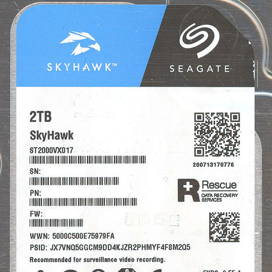 【中古】SEAGATE製HDD　ST2000VX017　2TB SATA600　8000〜9000時間以内