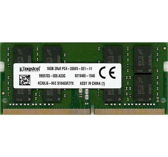 【中古】Kingston製　KCRXJ6-MIE　SODIMM DDR4 PC4-2666V 16GB