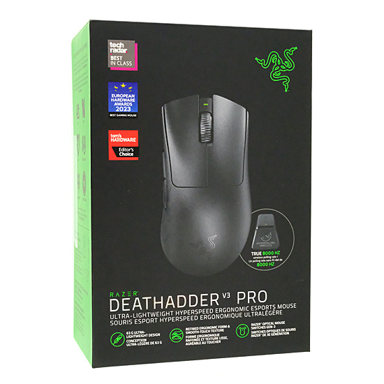 【中古】Razer　DeathAdder V3 Pro HyperPolling Wireless Dongle Bundle　RZ01-04630300-R3WL　Black　未使用