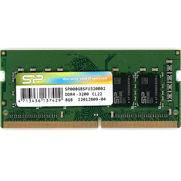 【中古】Silicon Power　ノート用メモリ SP008GBSFU320B02　SODIMM DDR4 PC4-25600 8GB