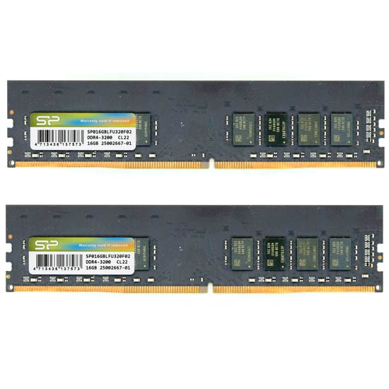 【中古】Silicon Power　デスクトップ用 SP032GBLFU320F22　DDR4 PC4-25600 16GB 2枚組
