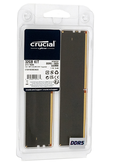 【中古】crucial　デスクトップ用 CT2K16G56C46U5　DDR5 PC5-44800 16GB 2枚組 元箱あり