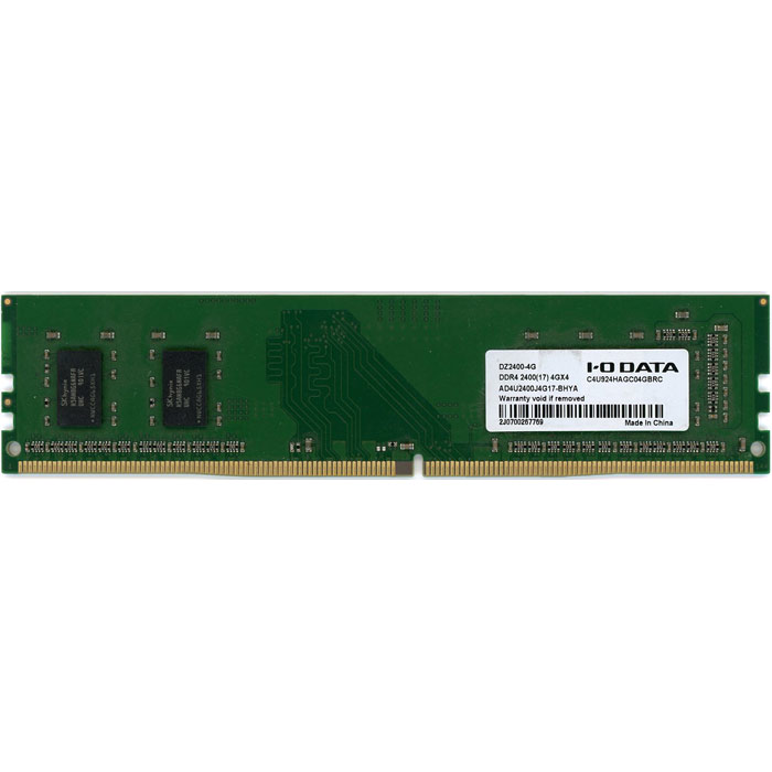 【中古】I-O DATA　デスクトップ用 AD4U2400J4G17-BHYA　DDR4-2400 4GB　片面実装