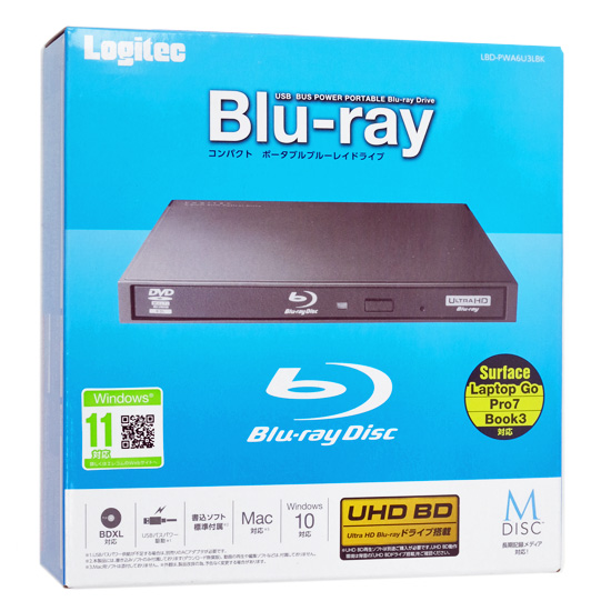【中古】Logitec　ポータブルBlu-rayドライブ　LBD-PWA6U3LBK　ブラック 元箱あり