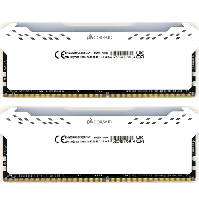 【中古】Corsair　デスクトップ用 CMW32GX4M2E3200C16W　DDR4 PC4-25600 16GB 2枚組