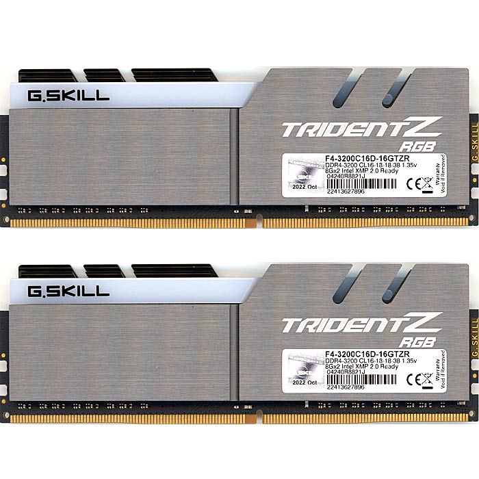 【中古】G.Skill　デスクトップ用 F4-3200C16D-16GTZR　DDR4 PC4-25600 8GB 2枚組