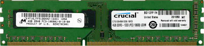 【中古】crucial　デスクトップ用 CT51264BA1339　DDR3 PC3-10600 4GB