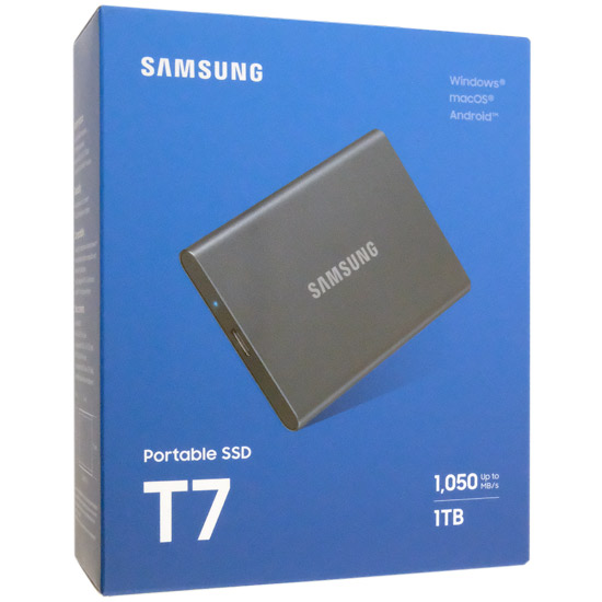 【中古】SAMSUNG　ポータブルSSD　T7 MU-PC1T0T-IT/A　1TB　グレー　展示品