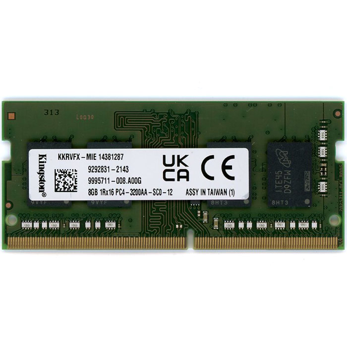 【中古】Kingston　KKRVFX-MIE　SODIMM DDR4 PC4-3200AA 8GB