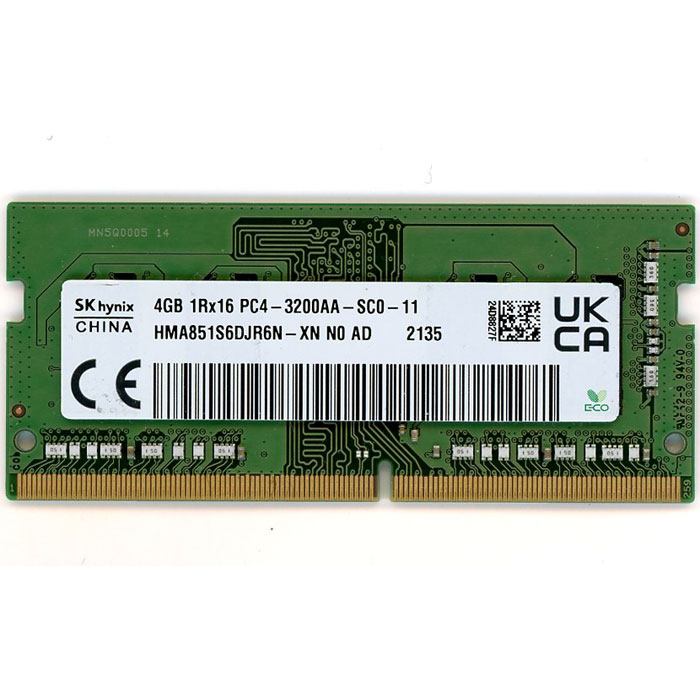 【中古】SK hynix　ノート用 HMA851S6DJR6N-XN N0 AD　SODIMM DDR4 PC4-3200AA 4GB