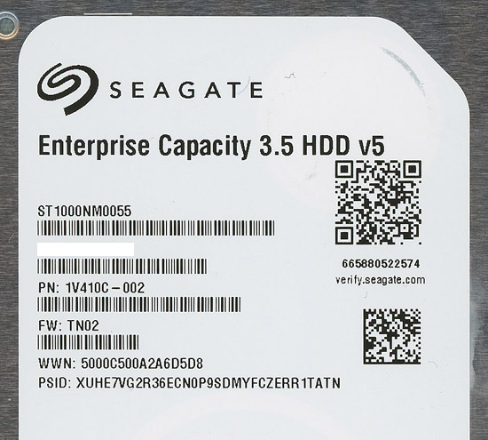 【中古】SEAGATE HDD　ST1000NM0055　1TB SATA600 7200　5000〜6000時間以内