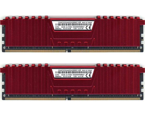 【中古】Corsair　デスクトップ用 CMK32GX4M2A2666C16R　DDR4 PC4-21300 16GB 2枚組