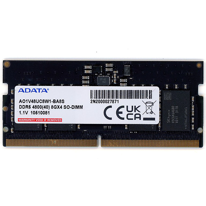 【中古】ADATA　ノート用 AO1V48UC8W1-BA8S　SODIMM DDR5 4800 8GB