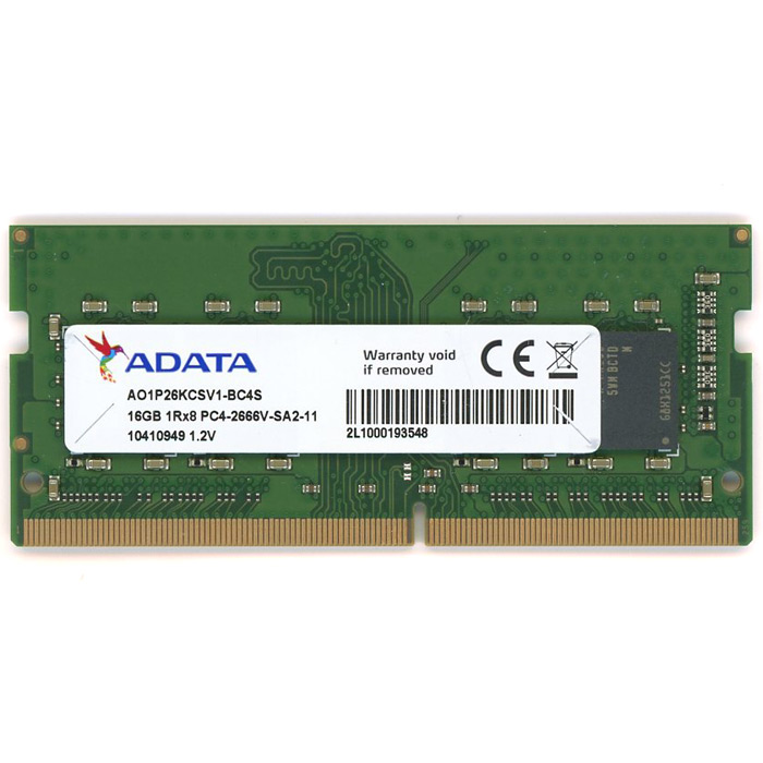 【中古】ADATA　ノート用 AO1P26KCSV1-BC4S　SODIMM DDR4 PC4-2666V 16GB