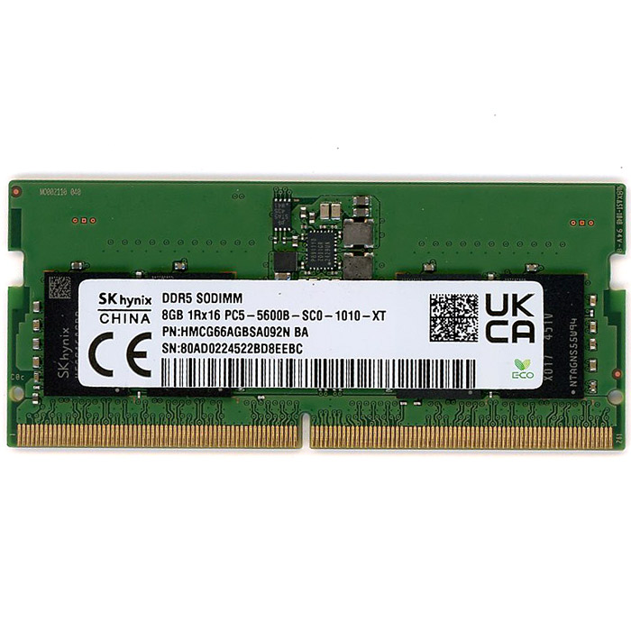 【中古】SK hynix　ノート用 HMCG66AGBSA092N BA　SODIMM DDR5 PC5-5600B 8GB