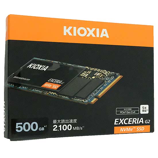 【中古】キオクシア　EXCERIA G2 NVMe Gen3x4 SSD　SSD-CK500N3G2/N　500GB　未使用