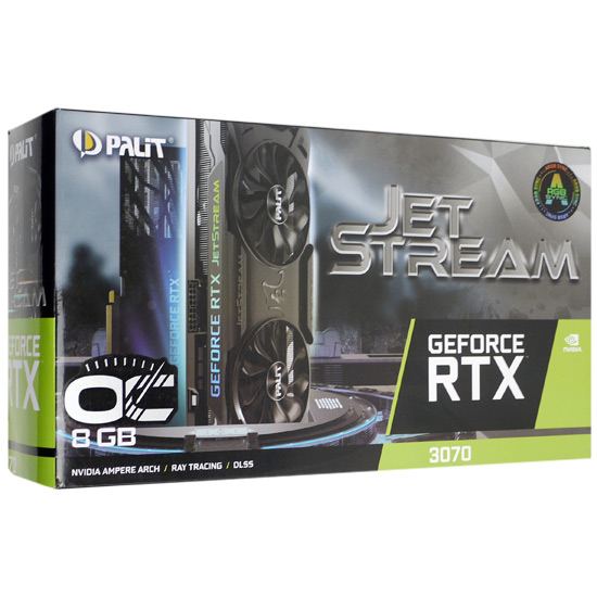 【中古】PALIT　GeForce RTX 3070 JetStream OC 8GB　NE63070T19P2-1040J　PCIExp 8GB　訳あり 元箱あり