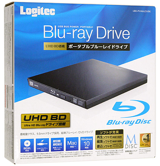 【中古】Logitec　ポータブルBlu-rayドライブ　LBD-PVA6U3VBK 元箱あり