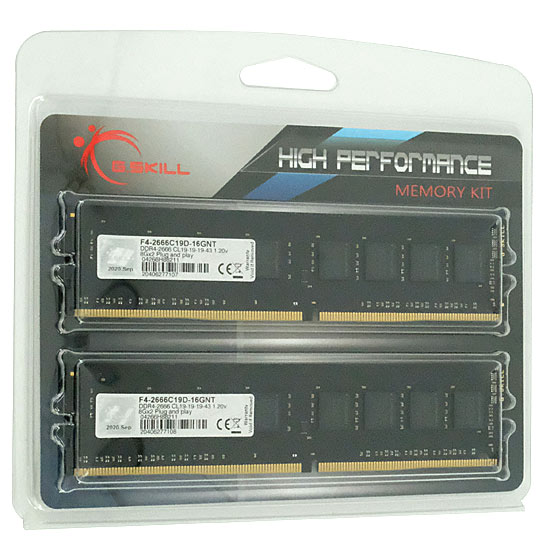 【中古】G.Skill　デスクトップ用 F4-2666C19D-16GNT　DDR4 PC4-21300 8GB 2枚組 元箱あり