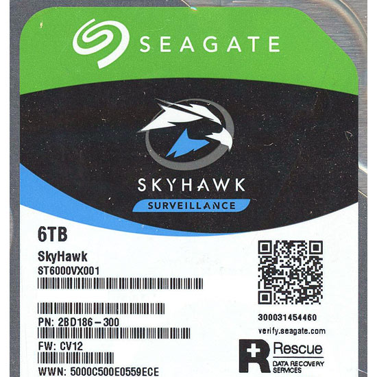 【中古】SEAGATE HDD　ST6000VX001　6TB SATA600　5000〜6000時間以内