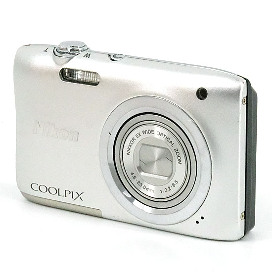【中古】Nikon　デジカメ COOLPIX A100SL　シルバー　2005万画素　液晶画面いたみ　本体のみ