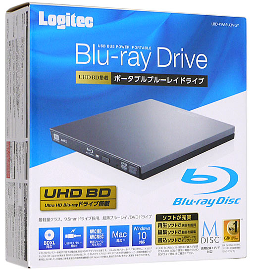 【中古】Logitec　ポータブルBlu-rayドライブ　LBD-PVA6U3VGY 元箱あり
