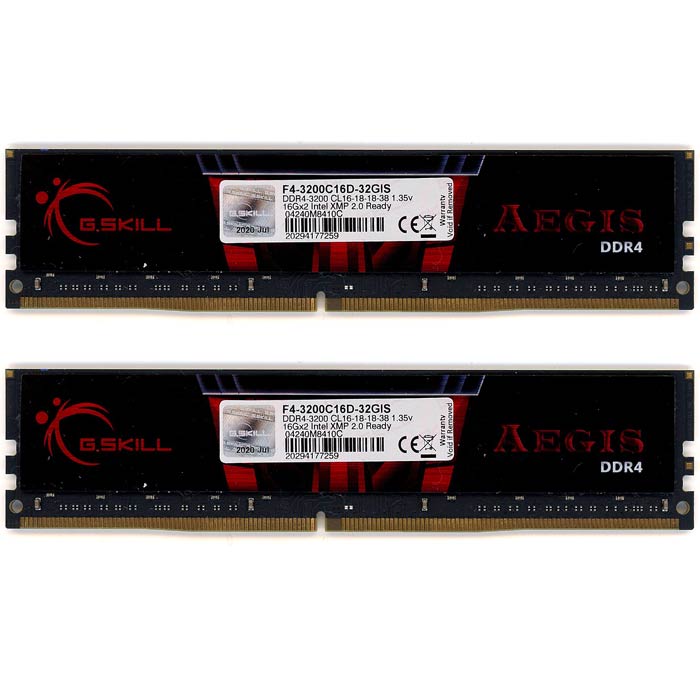 【中古】G.Skill　デスクトップ用 F4-3200C16D-32GIS　DDR4 PC4-25600 16GB 2枚組