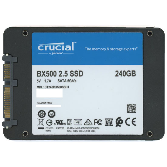 【中古】crucial　2.5インチ 内蔵型 SSD BX500 CT240BX500SSD1　240GB　1000〜2000時間以内