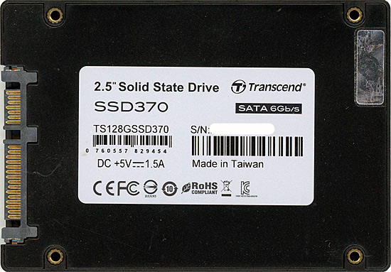 【中古】Transcend　2.5インチ SSD　TS128GSSD370　128GB　1000〜2000時間以内