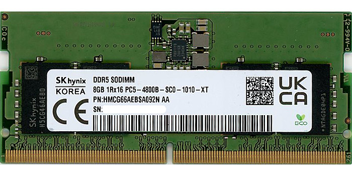 【中古】SK hynix　ノート用 HMCG66AEBSA092N AA　SODIMM DDR5 PC5-4800B PC5-38400 8GB