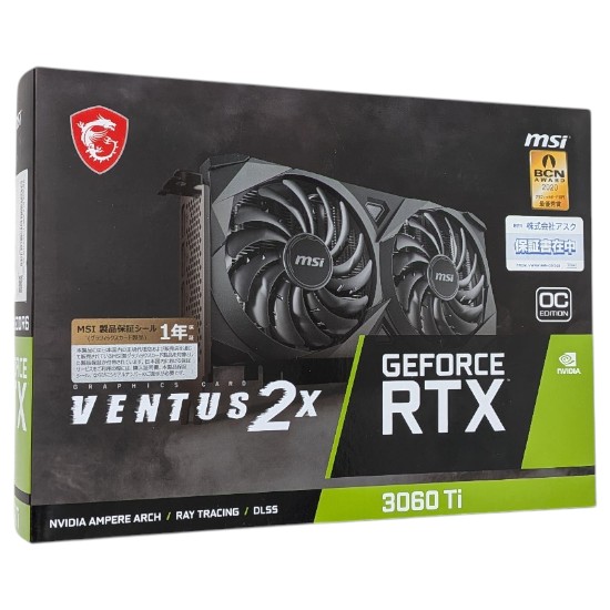 【中古】MSI　グラボ　GeForce RTX 3060 Ti VENTUS 2X OCV1　PCIExp 8GB 元箱あり