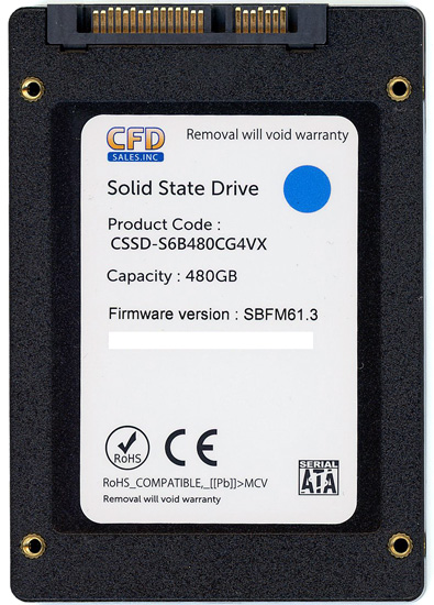 【中古】CFD　2.5インチ SSD　CSSD-S6B480CG3VX　480GB　6000〜7000時間以内