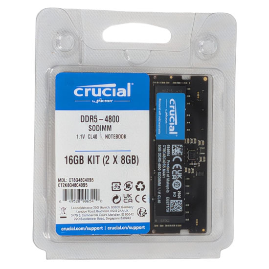 【中古】crucial　ノート用 CT2K8G48C40S5　SODIMM DDR5 PC5-4800 PC5-38400 8GB 2枚組 元箱あり