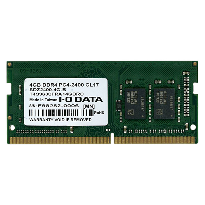 【中古】I-O DATA　ノート用 SDZ2400-4G-B　SODIMM DDR4 PC4-2400 PC4-19200 4GB
