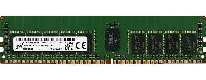 【中古】Micron　サーバー用 MTA18ASF2G72PZ-2G6D1QG　DDR4 PC4-2666V PC4-21300 16GB ECC