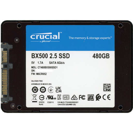 【中古】crucial　2.5インチ 内蔵型 SSD BX500 CT480BX500SSD1JP　480GB　6000〜7000時間以内