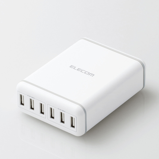 【新品】ELECOM スマートフォン用AC充電器 6ポート MPA-ACD03WH ホワイト