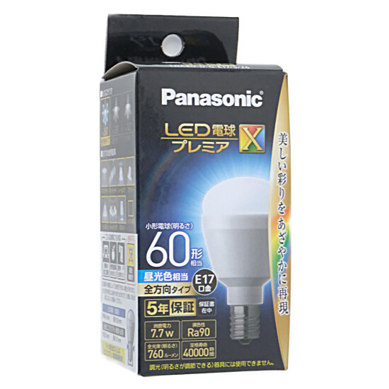 【新品】Panasonic　LED電球 プレミアX 7.7W 昼光色相当　LDA8DDGE17SZ6