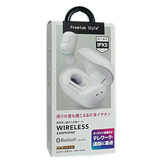 【新品】PGA　片耳ワイヤレスイヤホン Premium Style　PG-BTE13BC2WH　ホワイト
