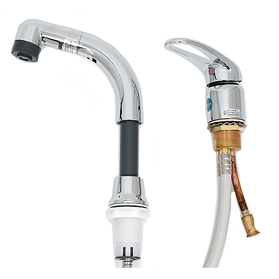 【新品】三栄水栓　シングルスプレー混合栓 洗髪用　K37110EJV-C-13