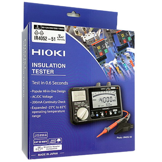 【新品】HIOKI　絶縁抵抗計　IR4052-51