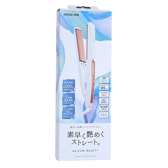 【新品】KOIZUMI　マイナスイオンストレートアイロン　KHS-8230/W　ホワイト