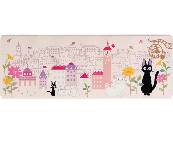 【新品】センコー　拭ける PVC キッチンマット 魔女の宅急便 花のまち 約45×120cm　60607　ピンク