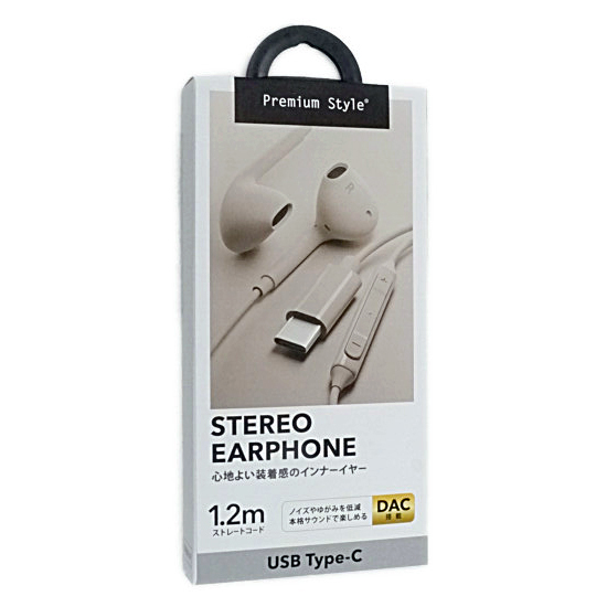 【新品】PGA　ステレオイヤホン Premium Style　PG-SEIE2BE5　ベージュ